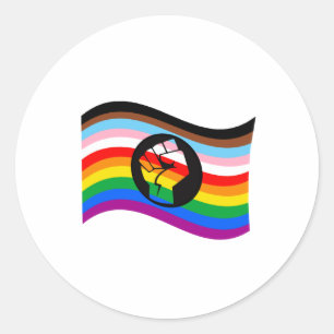 Wave-QPOC-Pride-Flag Runder Aufkleber