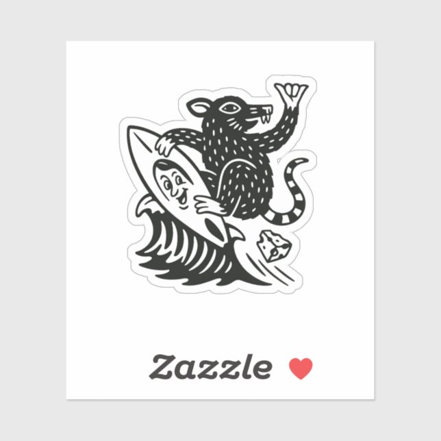 Wave Rat Shaka Funny Sticker (Blatt)