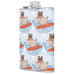 Wave reitet Hund auf Surfboard Schal Band mit Happ Flachmann