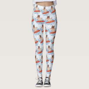 Wave reitet Hund auf Surfboard Schal Band mit Happ Leggings