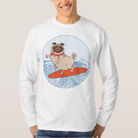 Wave reitet Hund auf Surfbrett T - Shirt mit Happy