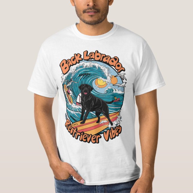 Wave Rider Black Labrador Retriever Pup T-Shirt (Vorderseite)