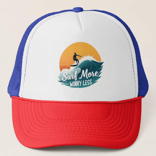 Wave Rider Cap 🧢 Sonnenuntergang Truckerkappe (Vorderseite)