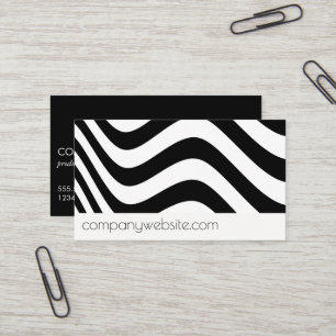 Wave Schwarz-weiß Stylish Business Card Visitenkarte