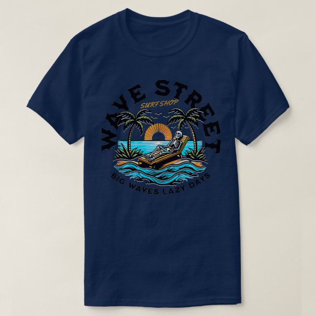 Wave Street Skeleton sur la plage TShirt (Design devant)