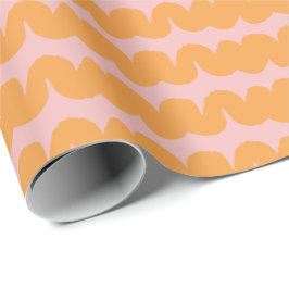 Wave Stripe Pink Orange Wrapping Paper Geschenkpapier