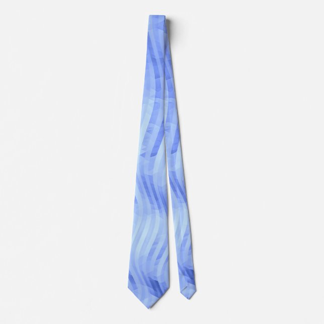 Wave Striped Geometric Künstlerisch Blue Krawatte (Vorderseite)