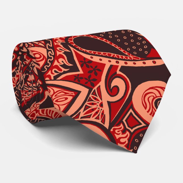 Wave Trip Floral Paisley Zwei-Seiten-Printed Krawatte (Gerollt)
