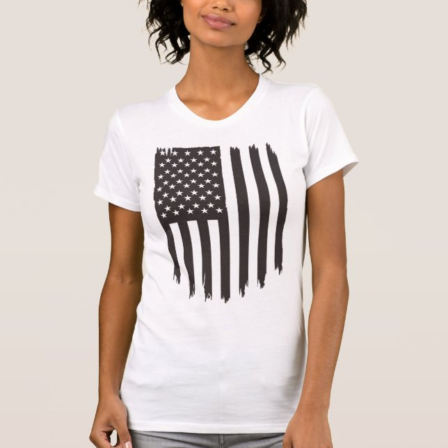 Wave United Staaten National Flag T-Shirt (Vorderseite)