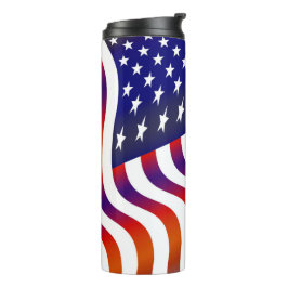 Wave USA Flag rot, weiß und blau Thermosbecher