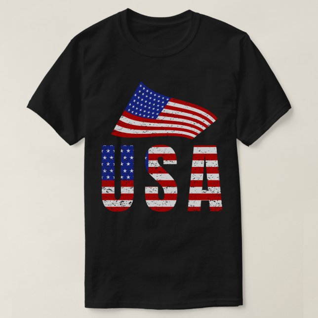 Wave USA Flag Typografie T-Shirt (Design vorne)