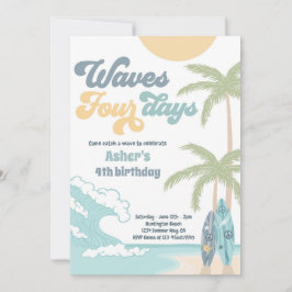 Wave Vier Tage Retro Surf Strand 4. Geburtstag Einladung