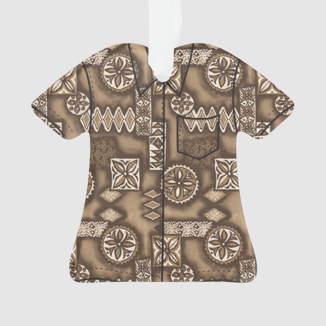 Wave Warrior Hawaiian Primitive Tapa Aloha Shirt Ornament (Vorderseite)
