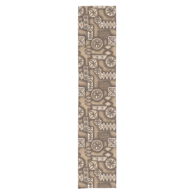 Wave Warrior Hawaiian Primitive Tapa Kurzer Tischläufer (Vorderseite)