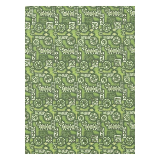 Wave Warrior Hawaiian Primitive Tapa Tischdecke (Vorderseite)