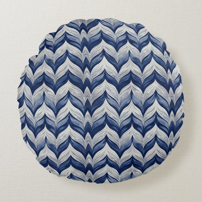 Wave Weave Rundes Kissen (Vorderseite)