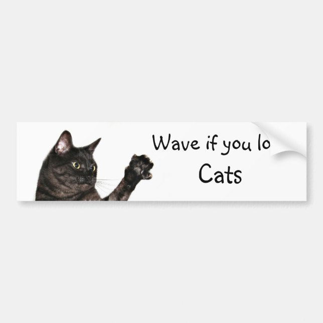 Wave, wenn du Katzen Liebe Autoaufkleber (Vorne)