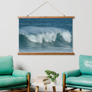 Wave Whisper: Ozean in Bewegung Wandteppich Mit Holzrahmen