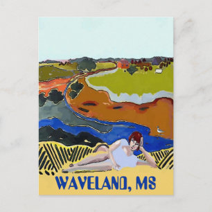 WAVELAND MS, Carte Postale de Style Rétro