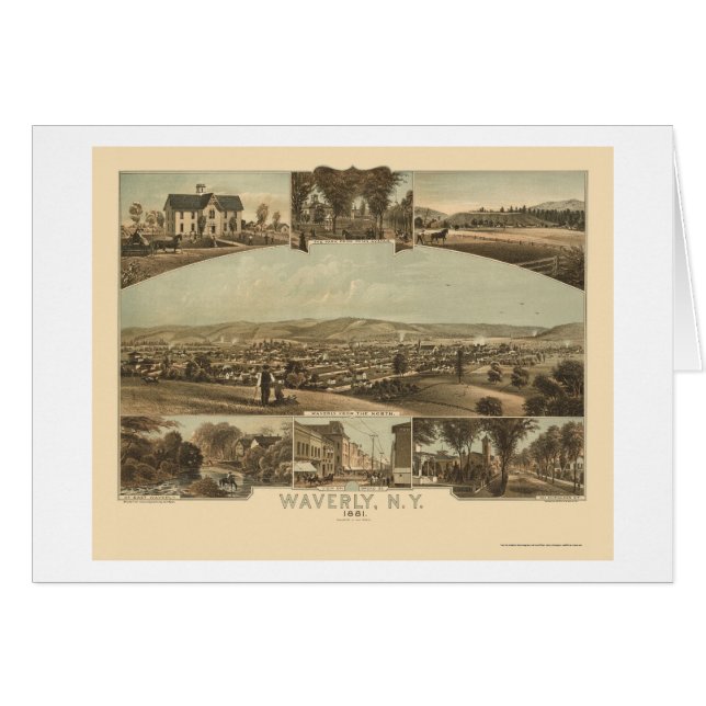 Waverly, NY panoramische Karte - 1881 (Vorderseite (Horizontal))