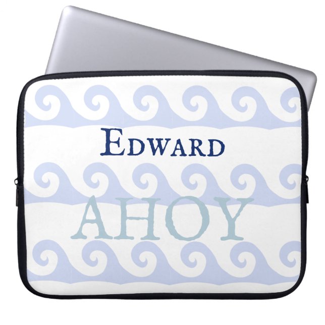 Waves Ahoy Custom Laptopschutzhülle (Vorderseite)