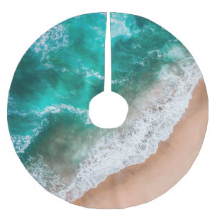 Waves am Sandy Beach Polyester Weihnachtsbaumdecke