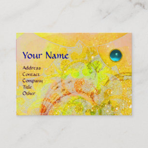 WAVES AQUAMARINE Monogramm, hellgelb orange Visitenkarte