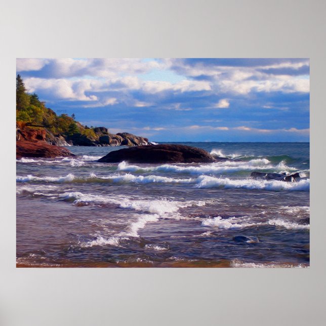 Waves auf Lake Superior Poster (Vorne)