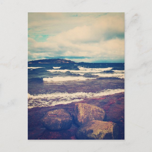 Waves auf Lake Superior Postkarte (Vorderseite)
