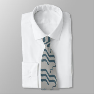 Waves Beachy Design Blue Gray Krawatte