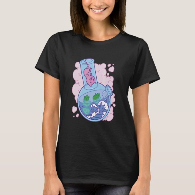Waves Bong Joint Cat T-Shirt (Vorderseite)