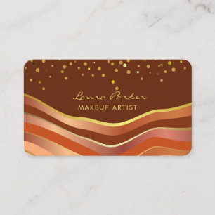 Waves Braun Gold Minimale Streifen Makeup-Artist Visitenkarte