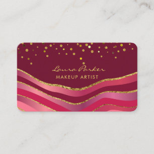 Waves Burgund Gold Minimale Streifen Makeup Artist Visitenkarte