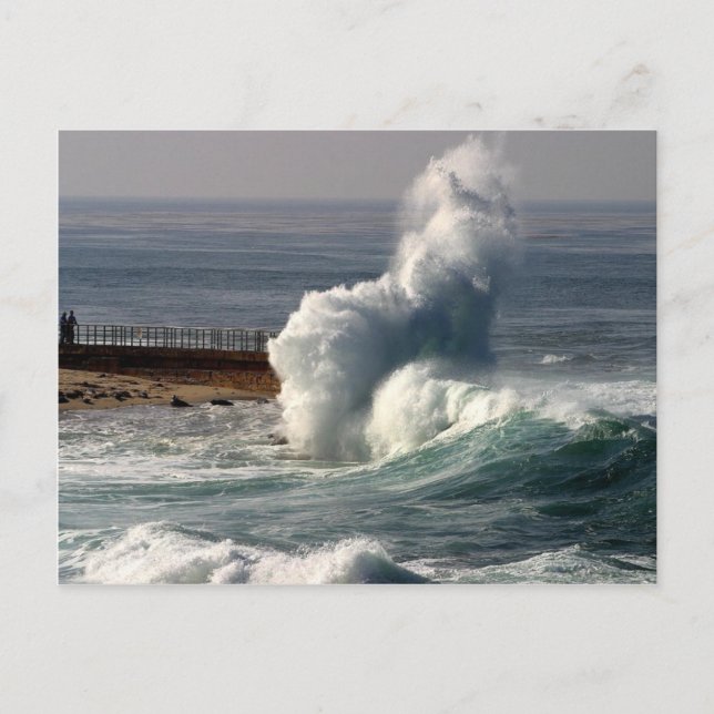 Waves Crashing Siegel La Jolla Postkarte (Vorderseite)