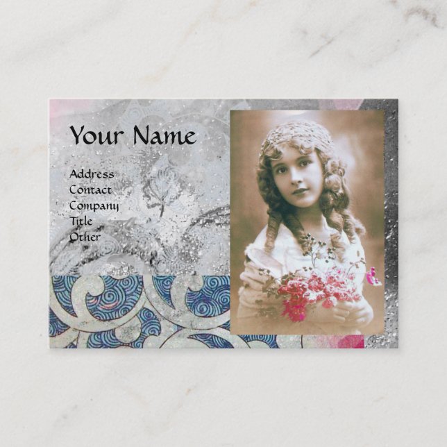 WAVES FOTO TEMPLATE, hell, lebendig, grau blau Visitenkarte (Vorderseite)