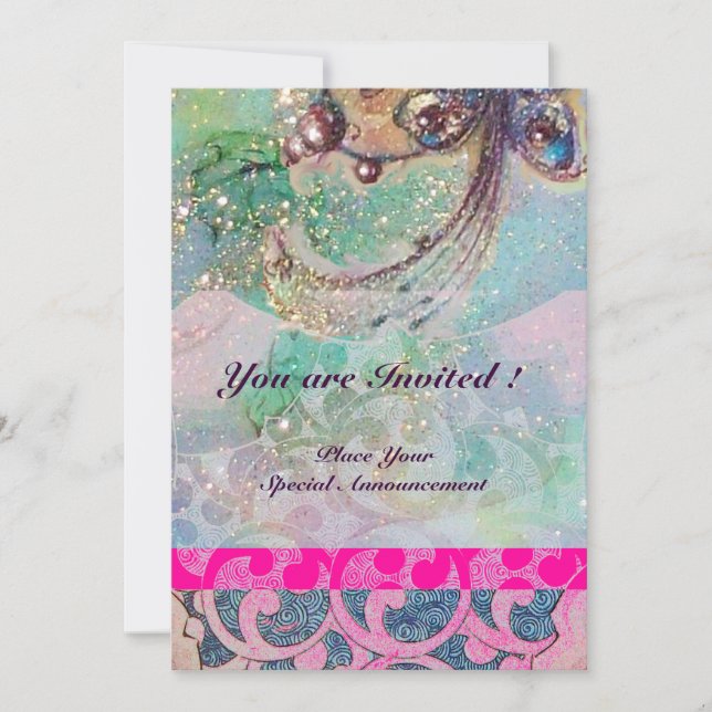 WAVES , hellrot-braun-blaue Glitzern Einladung (Vorderseite)