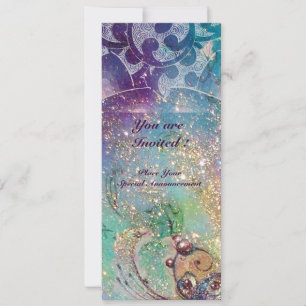 WAVES , hellviolett-blaue Glitzern in rosa goldfar Einladung