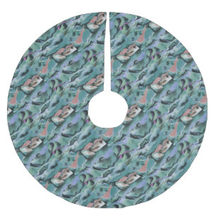 Waves in harmonischer akryllischer Pour Abstrakt A Polyester Weihnachtsbaumdecke