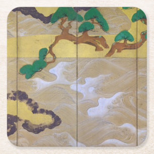 Waves in Matsushima (rechts), Tawaraya Sotatsu Rechteckiger Pappuntersetzer