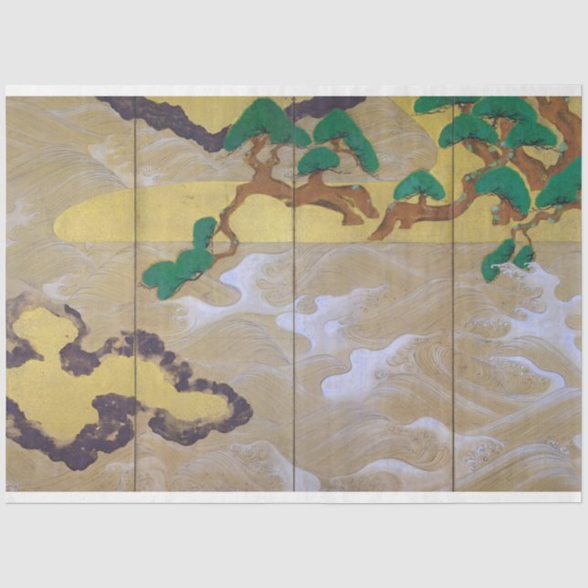 Waves in Matsushima (rechts), Tawaraya Sotatsu Seidenpapier (Vorderseite)