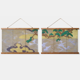 Waves in Matsushima (rechts), Tawaraya Sotatsu Wandteppich Mit Holzrahmen