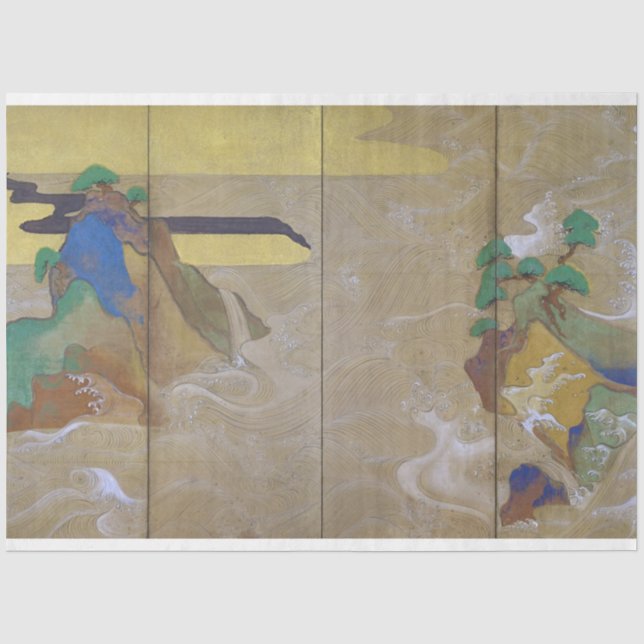 Waves in Matsushima (Verlassen), Tawaraya Sotatsu Seidenpapier (Vorderseite)