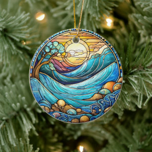 Waves Lake Keramik Decorative Gestaltungsaussehen Ornament