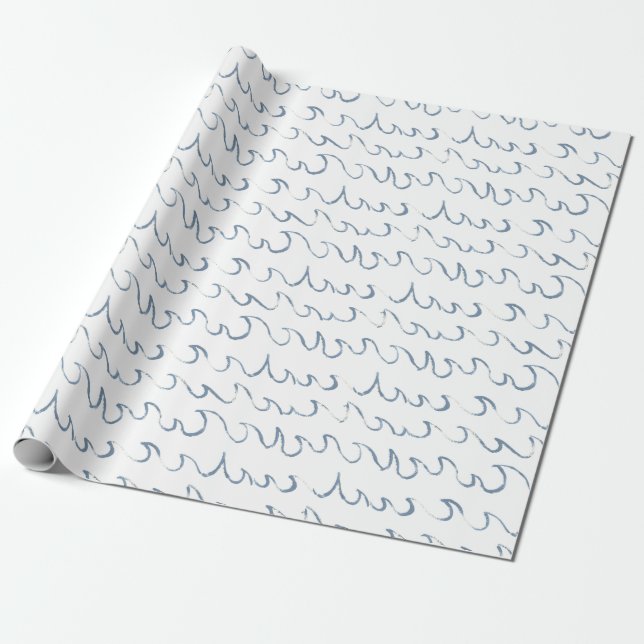 Waves Minimal Abstrakte Hand Drawn Scandi Muster Geschenkpapier (Ungerollt)