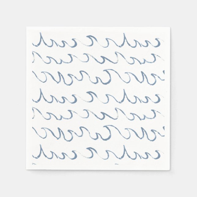 Waves Minimal Abstrakte Hand Drawn Scandi Muster Serviette (Vorderseite)