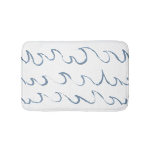 Waves Minimales Abstraktes Hand Drawn Sea Muster Badematte