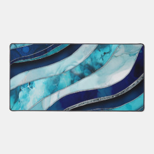 Waves - Mixed Media Blue Abstrakt Schreibtischunterlage