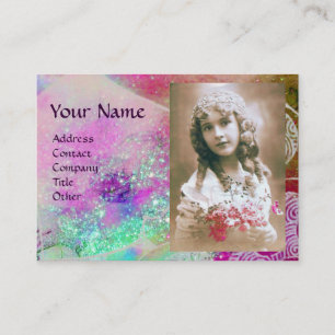 WAVES MONOGRAM FOTO TEMPLATE Pink lila blau Visitenkarte