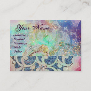 WAVES MONOGRAM , lebhaft, rosa, blaue violette Visitenkarte
