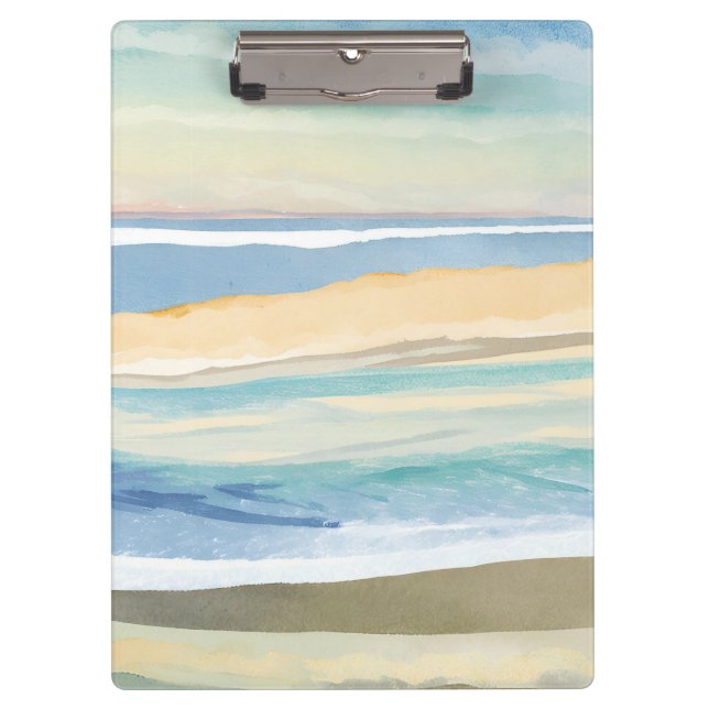Waves of Blue | Ocean Shore Beach Watercolor Klemmbrett (Vorderseite)